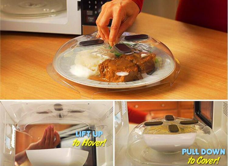 Hover Cover Magnetic Microwave Splatter Lid - Microwave lid attaches to top of microwave ceiling when not in use