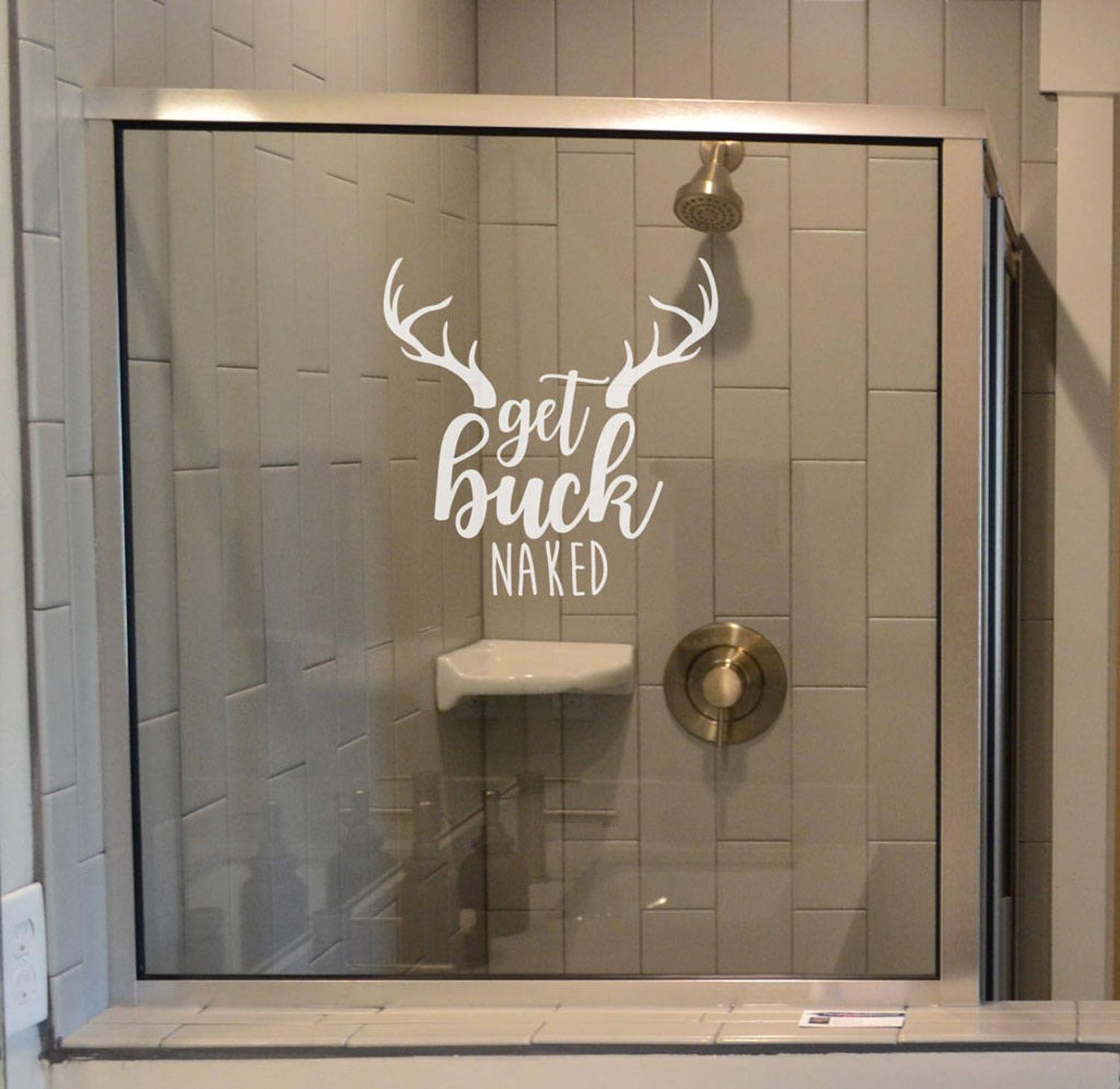 Get Buck Naked - Funny hunting bathroom wall decal