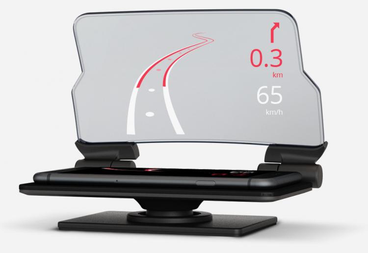 HUDWAY Glass uses your phones reflection for a heads-up-display (HUD) in your car - Phone Heads-Up-Display HUD for car