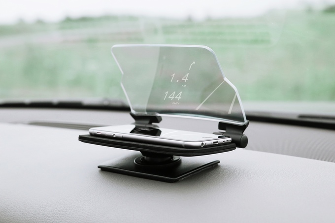 HUDWAY Glass uses your phones reflection for a heads-up-display (HUD) in your car - Phone Heads-Up-Display HUD for car