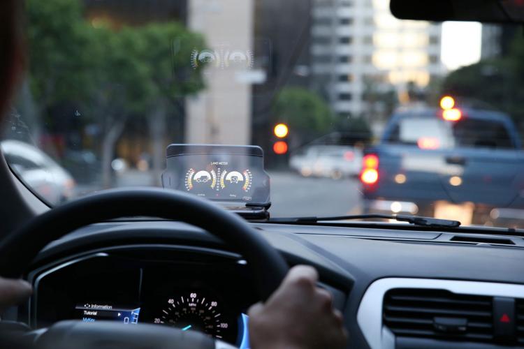 HUDWAY Glass uses your phones reflection for a heads-up-display (HUD) in your car - Phone Heads-Up-Display HUD for car