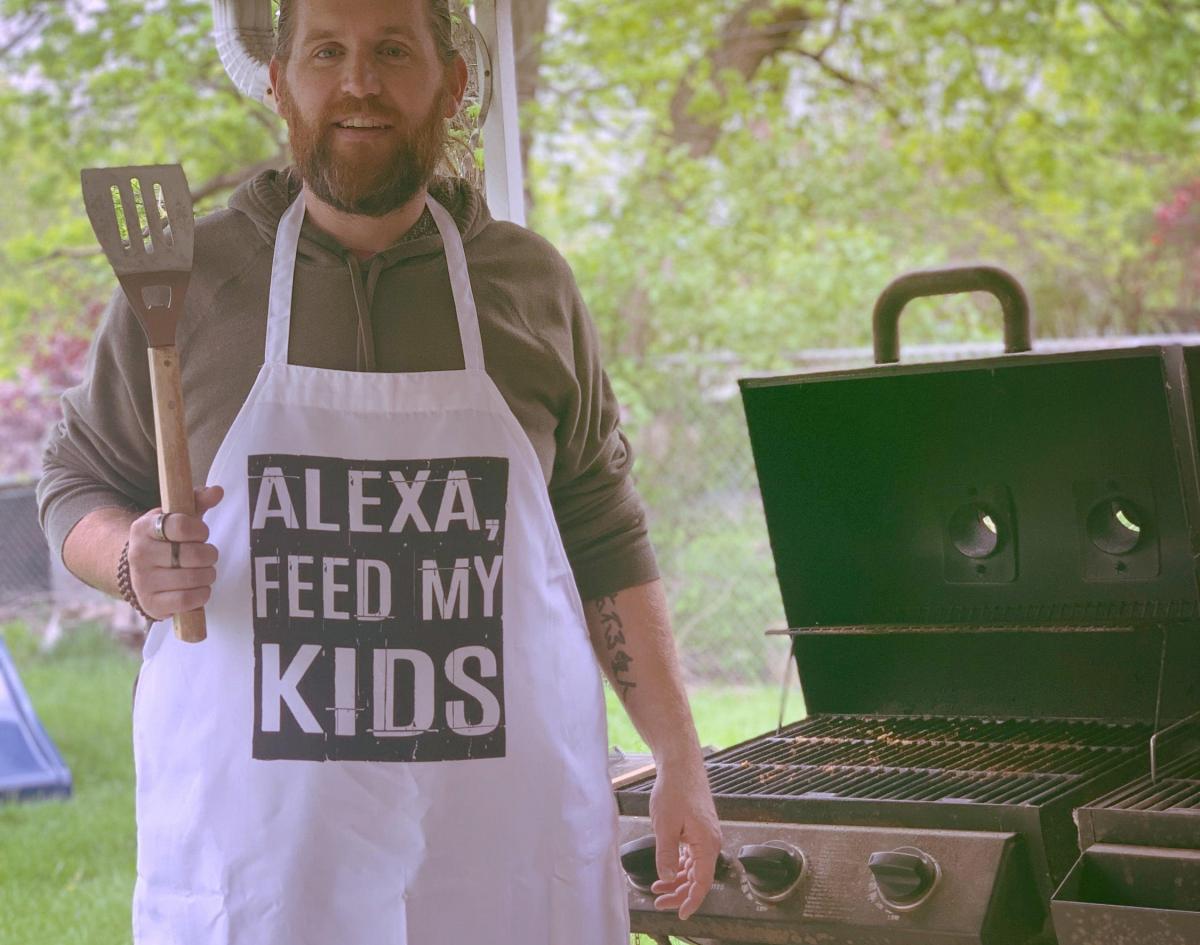 Alexa Feed My Kids - Funny BBQ Apron - Hilarious dad apron