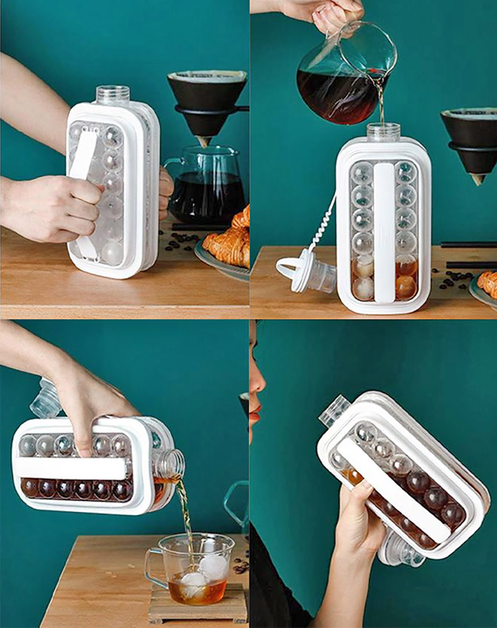 Ice Kettle Ice Maker Ice Tray Doubles as a Portable Water Bottle