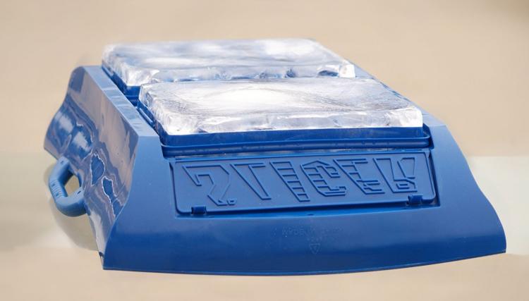 Ice Sled - Ice Meister Slicer - All-Season Sled rides on blocks of ice on grass