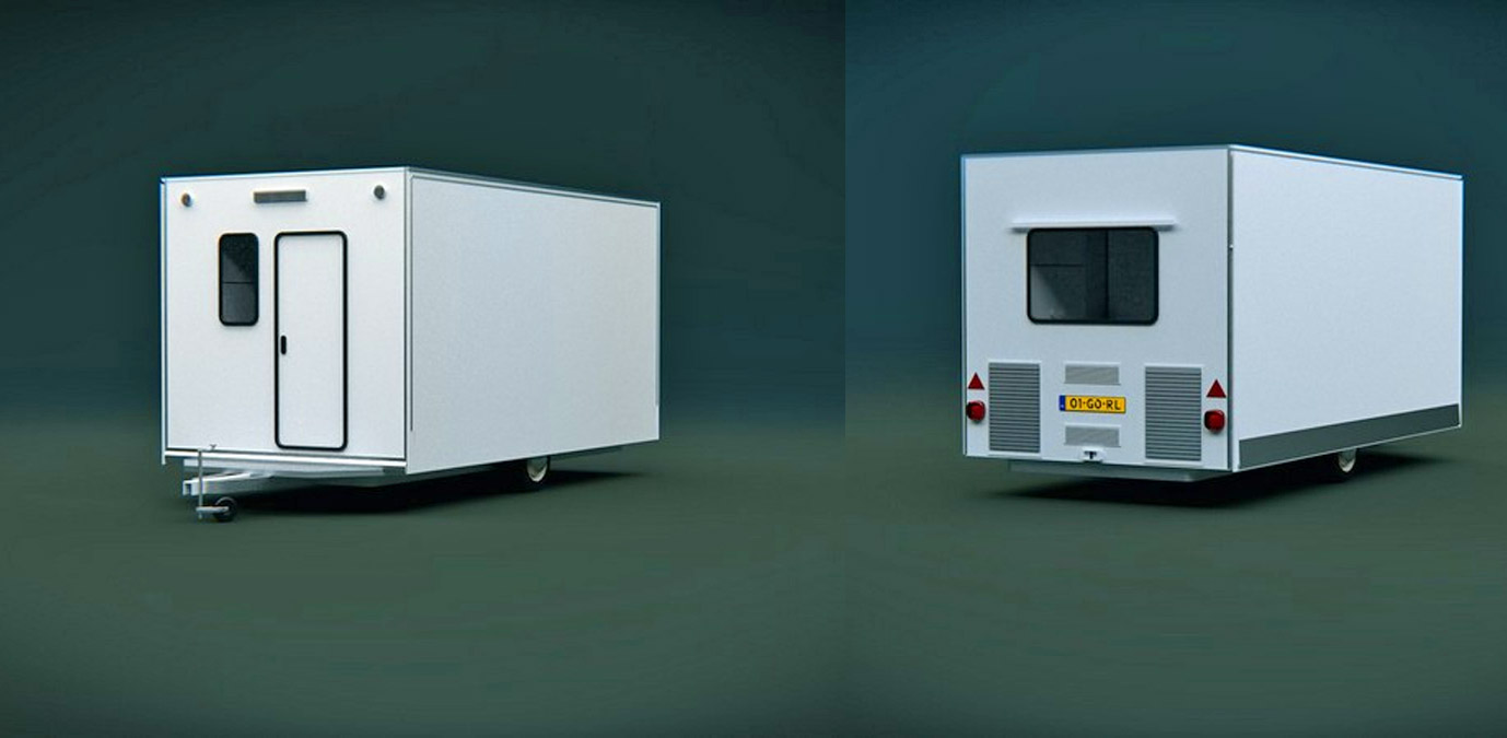 Folding Camping Trailer Expands To Triple Its Size With Fold-Out Awnings - De Markies Expanding Retro Trailer