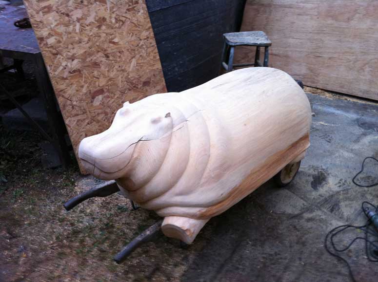  Glass Hippo Table - Designer Hippopotamus Table With Head Peaking Out Of Glass Tabletop