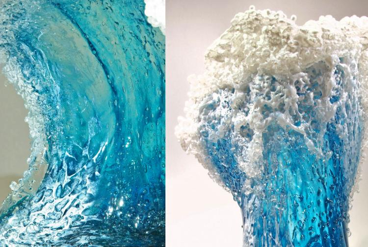 Ocean Wave Vases - Frozen ocean water glass vase art design