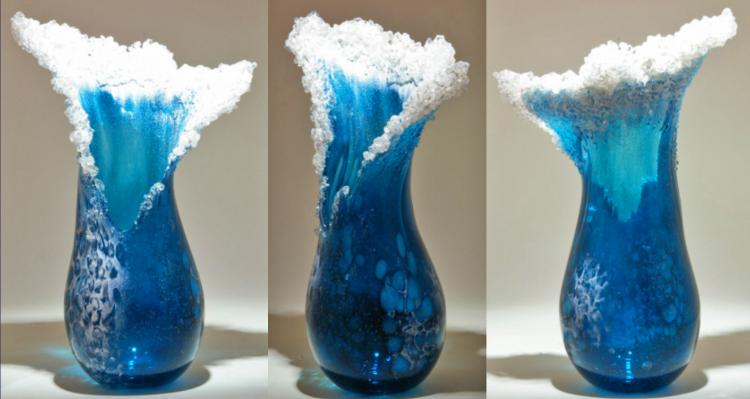 Ocean Wave Vases - Frozen ocean water glass vase art design