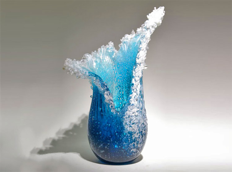 Ocean Wave Vases - Frozen ocean water glass vase art design
