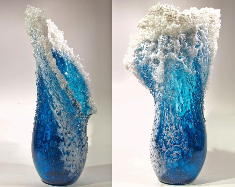 Ocean Wave Vases - Frozen ocean water glass vase art design
