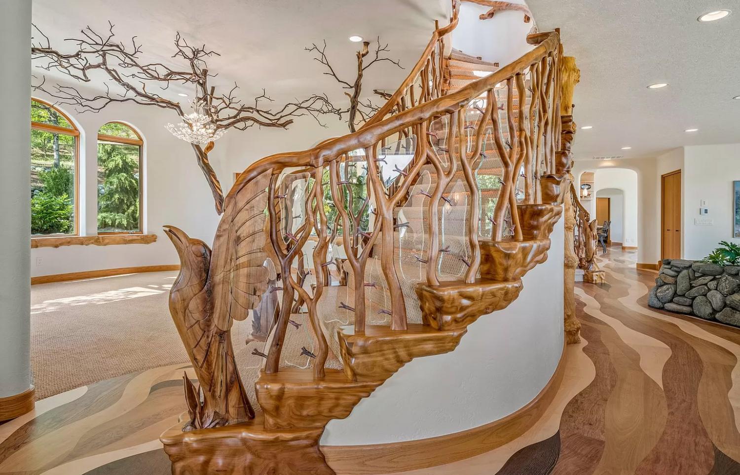 Unique Oregon Home With Custom Handcrafted Stairs, and wooden natural details Unique Oregon Home With Custom Handcrafted Stairs, and wooden natural details