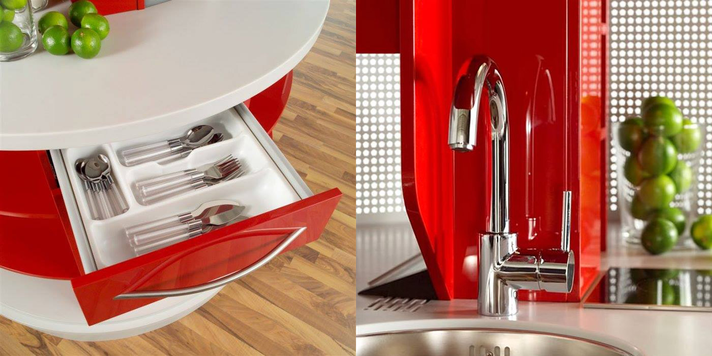 Rotating Circle Kitchen - Futuristic minimal design space-saving kitchen that spins