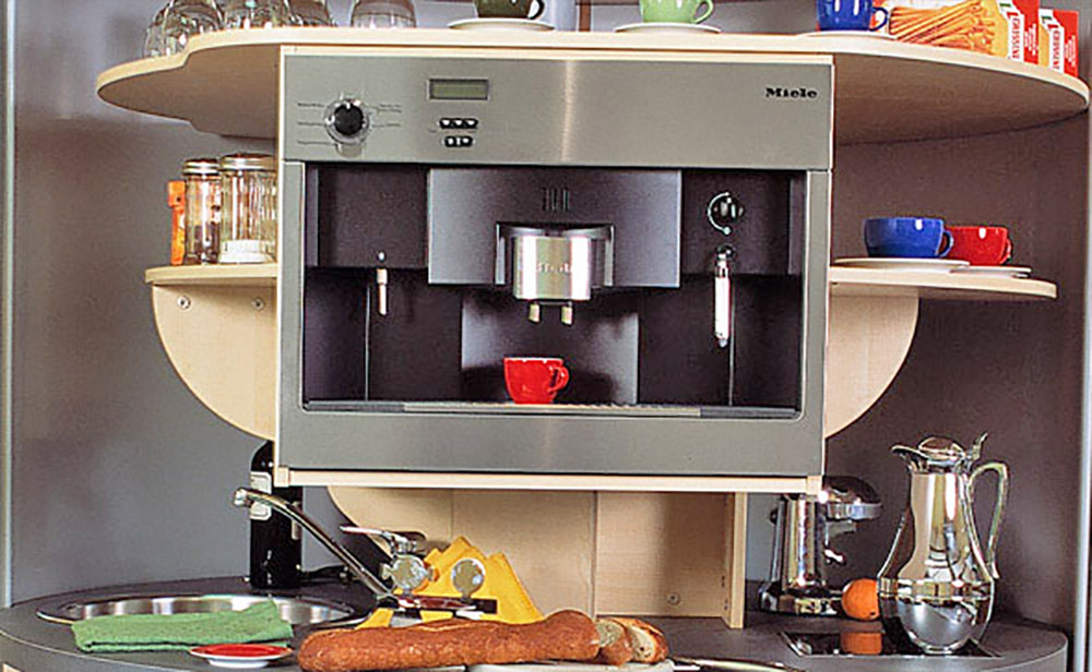 Rotating Circle Kitchen - Futuristic minimal design space-saving kitchen that spins