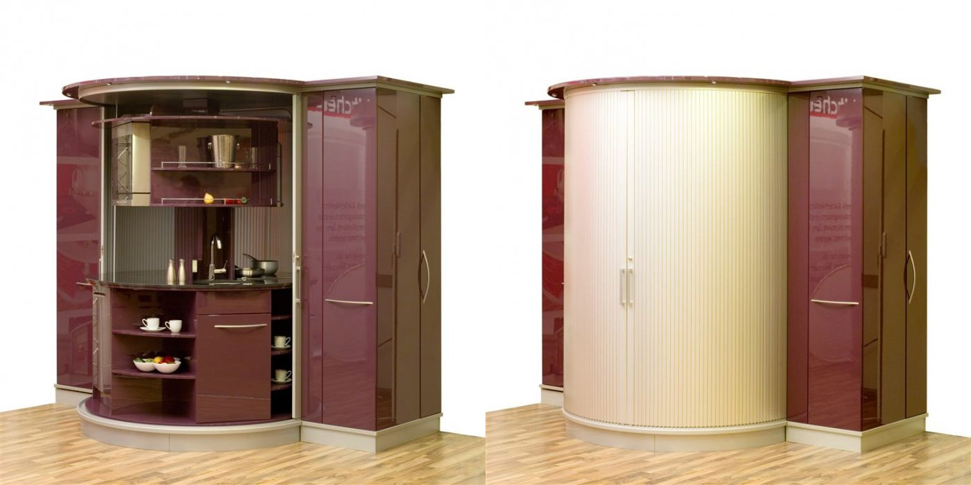 Rotating Circle Kitchen - Futuristic minimal design space-saving kitchen that spins