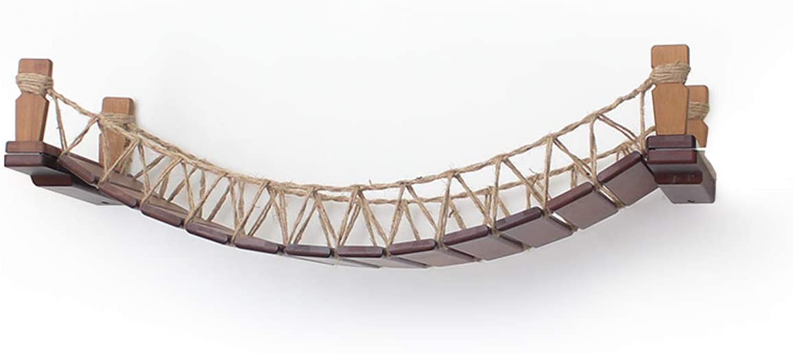 Indiana Jones Cat Bridge - Hanging Wooden Rope Bridge Cat Playground