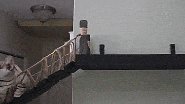 Indiana Jones Cat Bridge - Hanging Wooden Rope Bridge Cat Playground