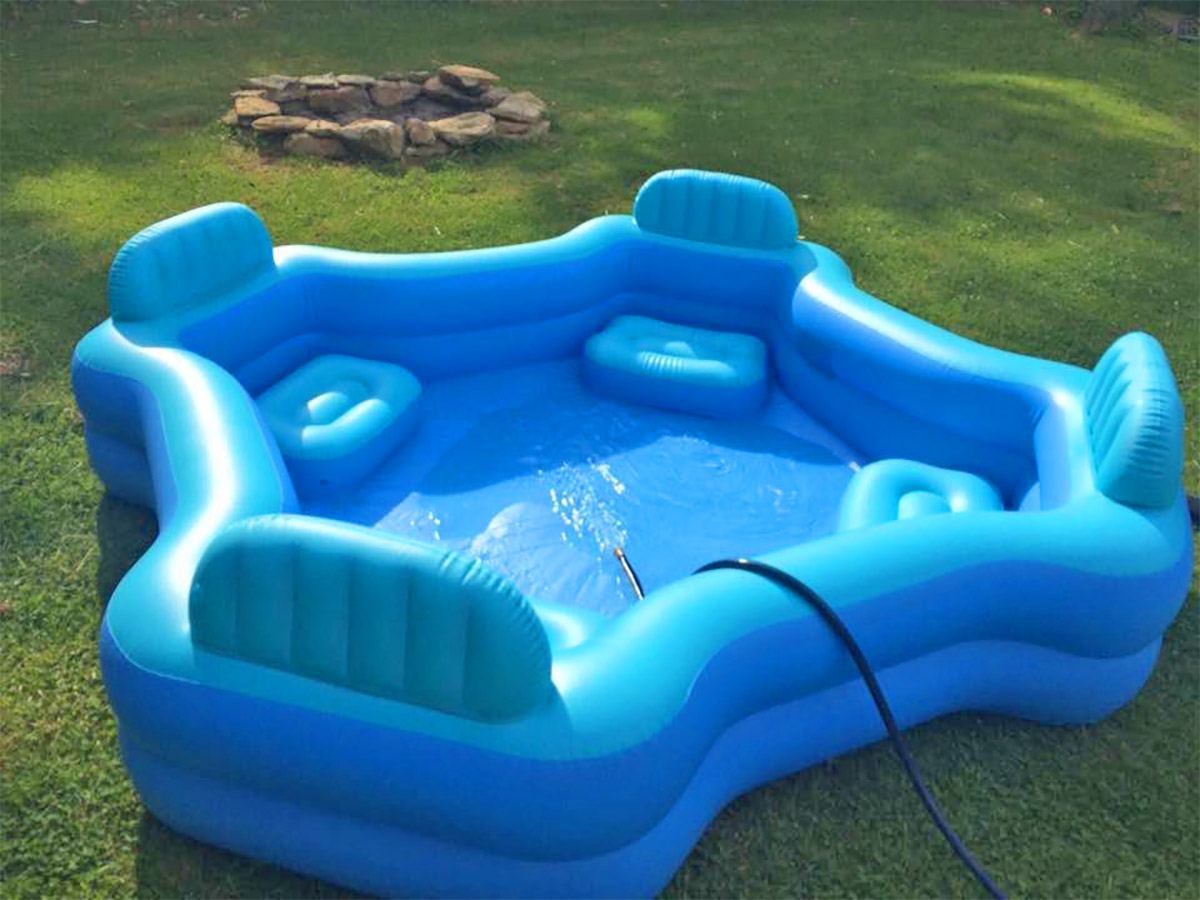 Inflatable Lounge Chair Pool - Blow-up pool with 4 built-in lounge chairs