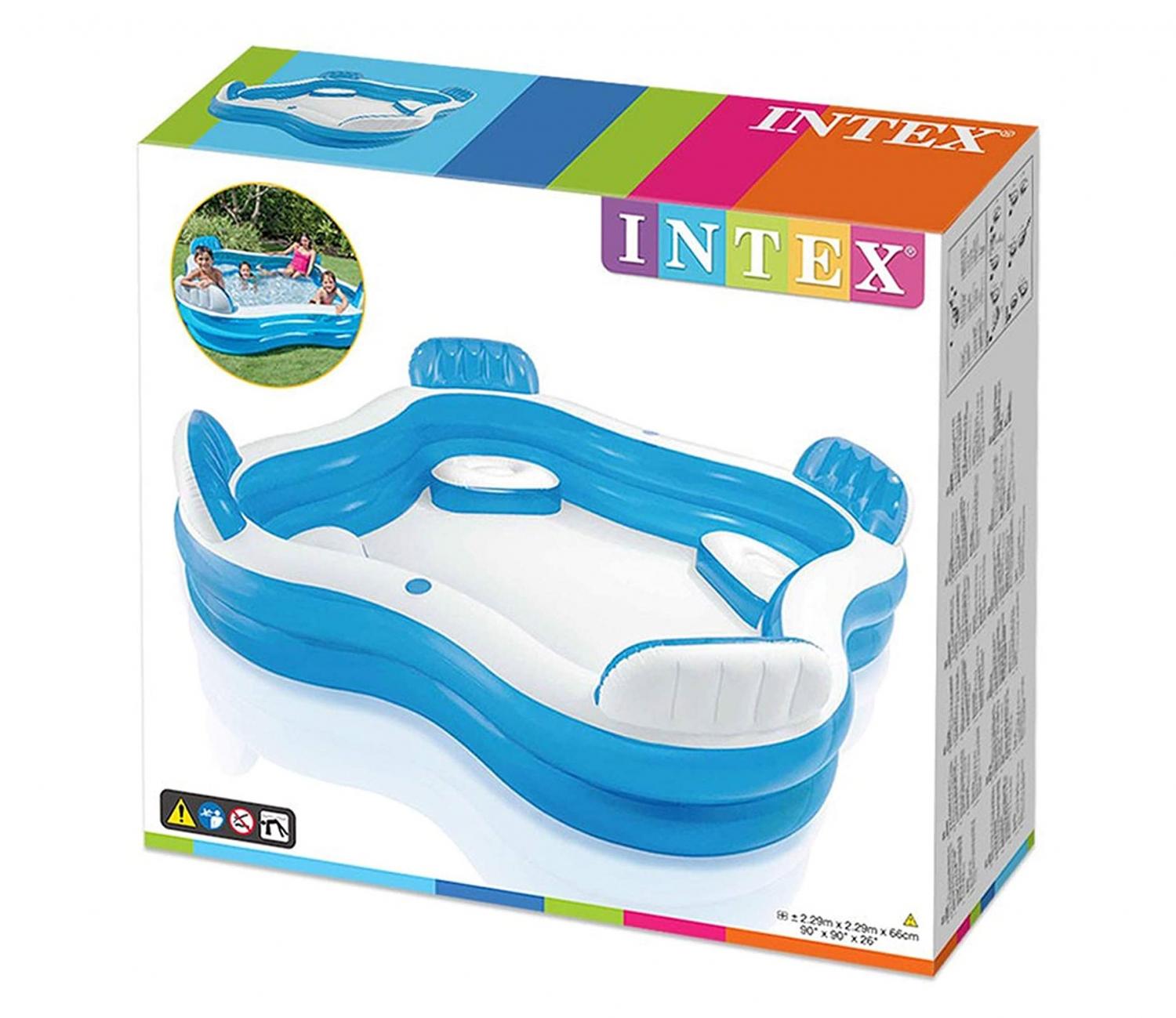 Inflatable Lounge Chair Pool - Blow-up pool with 4 built-in lounge chairs