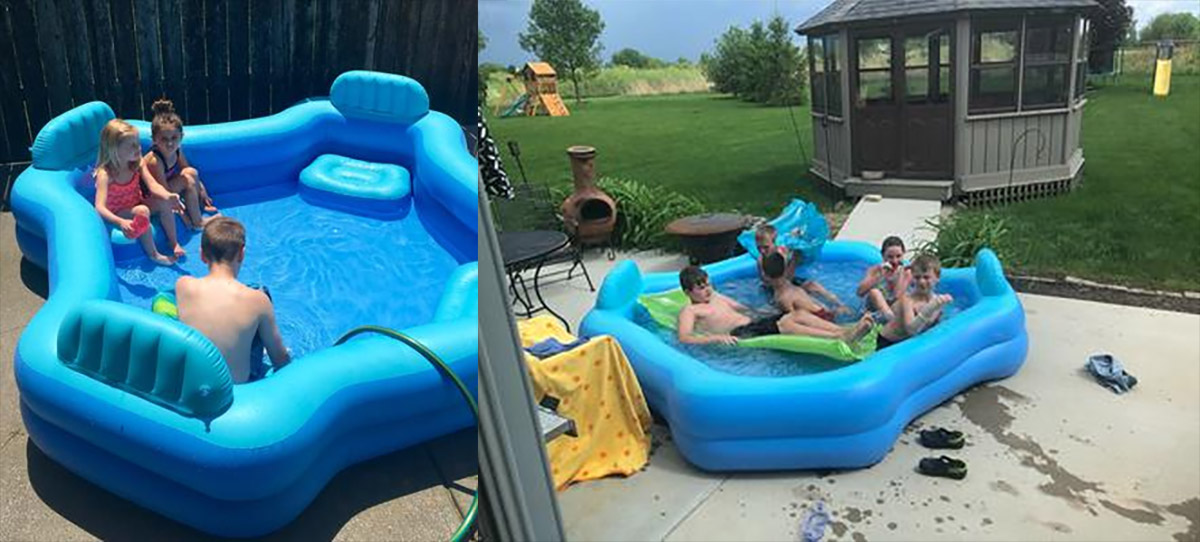 Inflatable Lounge Chair Pool - Blow-up pool with 4 built-in lounge chairs