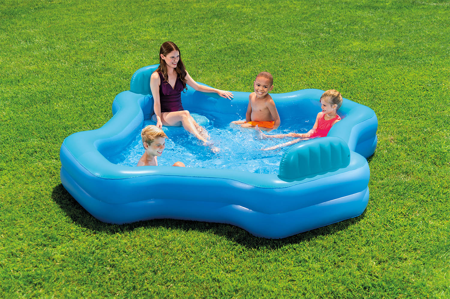 Inflatable Lounge Chair Pool - Blow-up pool with 4 built-in lounge chairs