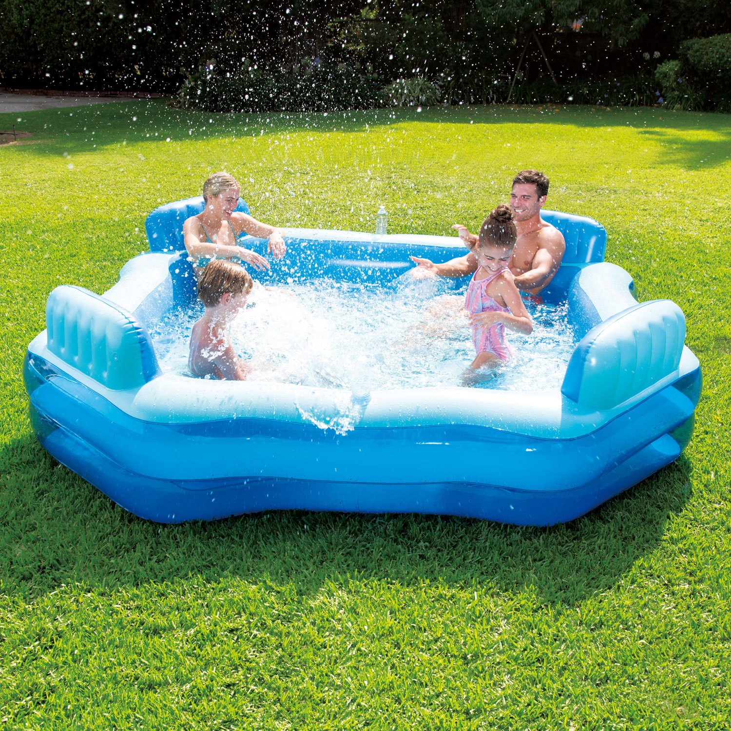 Inflatable Lounge Chair Pool - Blow-up pool with 4 built-in lounge chairs