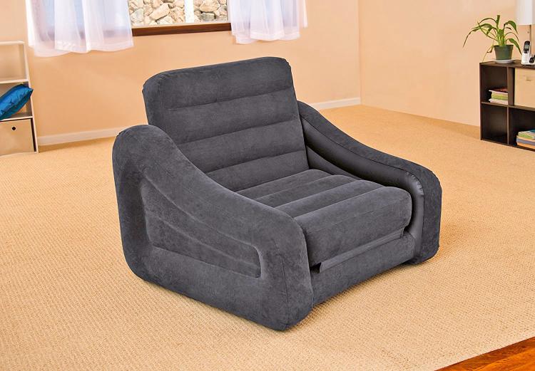 Inflatable Pull-Out Sofa Chair Twin Bed - Intex blow-up chair converts into a twin bed