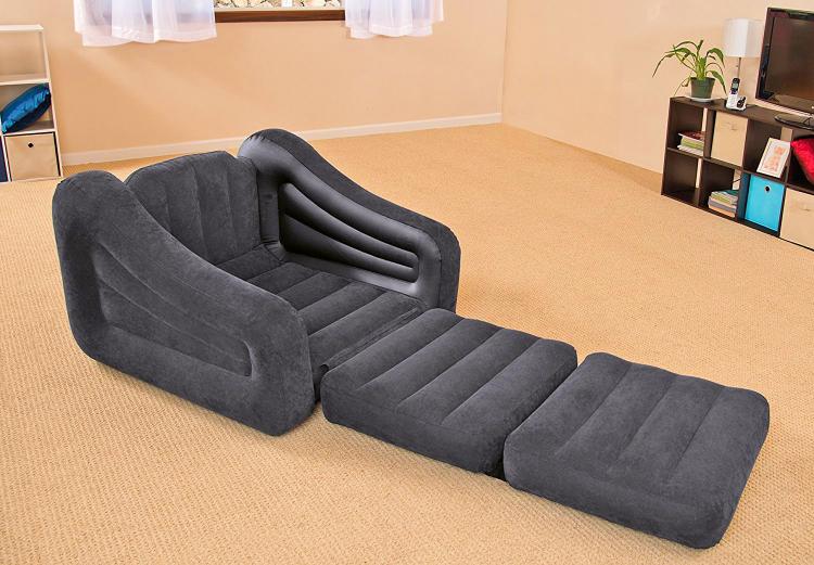 Inflatable Pull-Out Sofa Chair Twin Bed - Intex blow-up chair converts into a twin bed