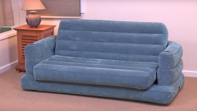 Inflatable Pull-Out Queen-Size Sofa Bed - Intex blow-up couch converts into a queen bed