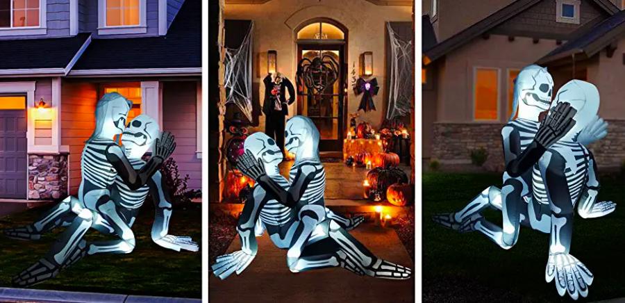 Inflatable Skeleton Lovers Halloween Yard Decoration