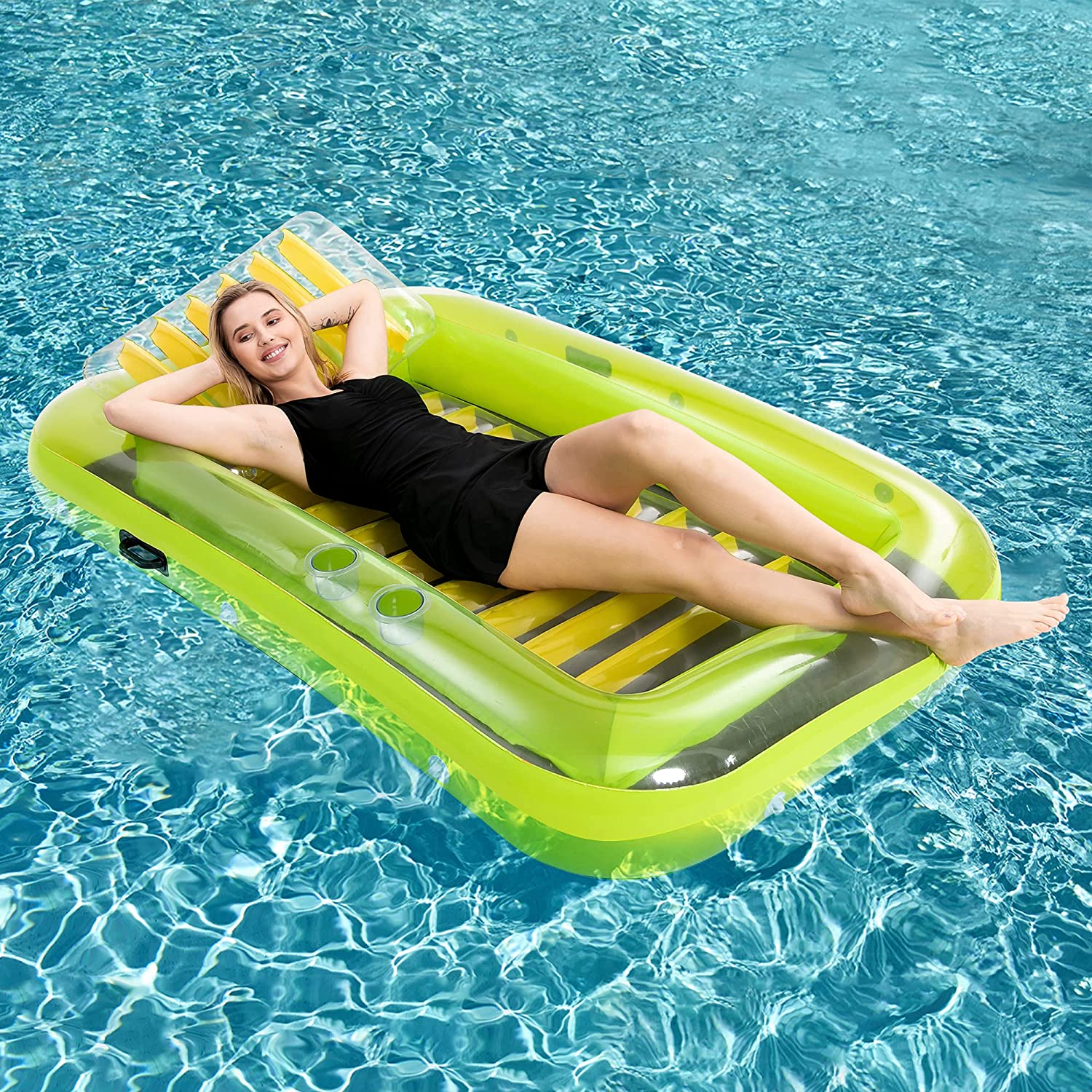 Inflatable Sunbathing Pool Lounger That Doubles as Mini Pool