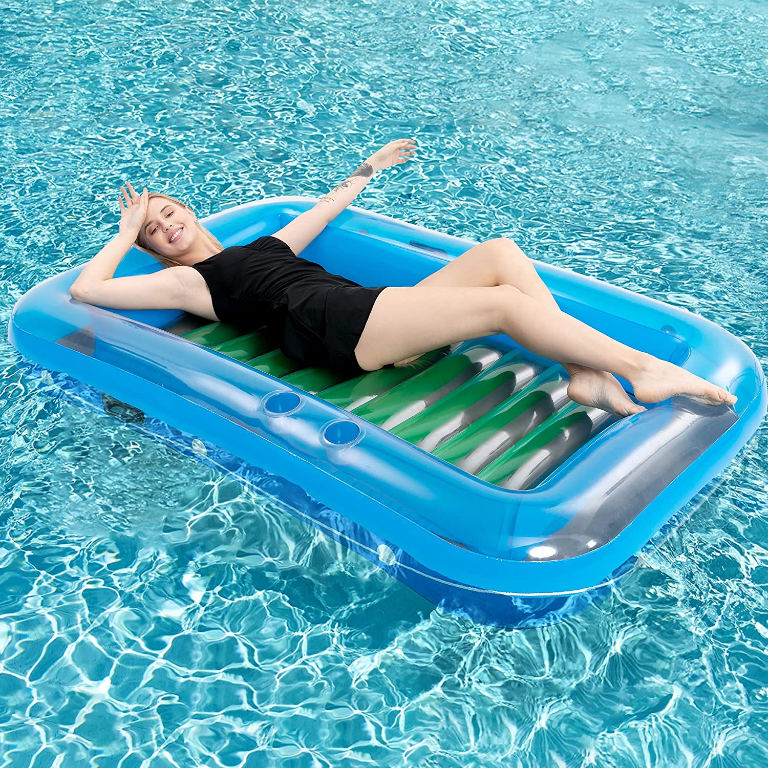 Inflatable Sunbathing Pool Lounger That Doubles as Mini Pool
