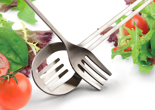 Inset Salad Servers Fork and Spoon