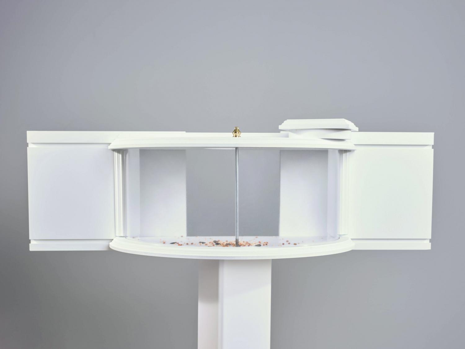 Indoor bird feeder and window mounted indoor bird viewer