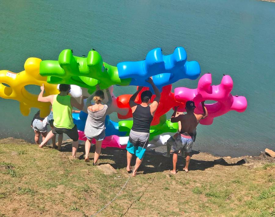 Inflatable Interlocking Tubes Connect Together Like Puzzle Pieces