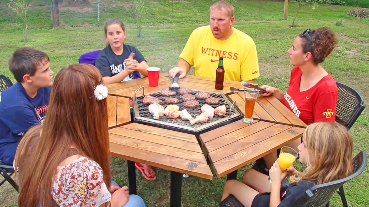 Jag Grill Table - Hexagon 6 Sided Community BBQ Grilling Table