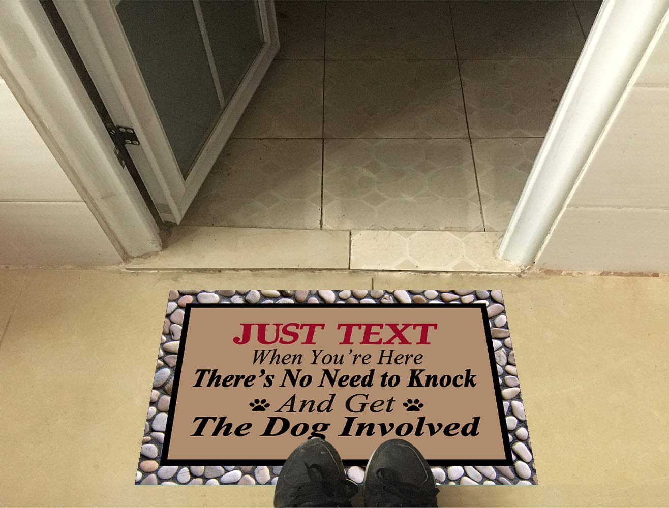 Just Text Us When You're Here, No Need To Get The Dogs Involved Doormat