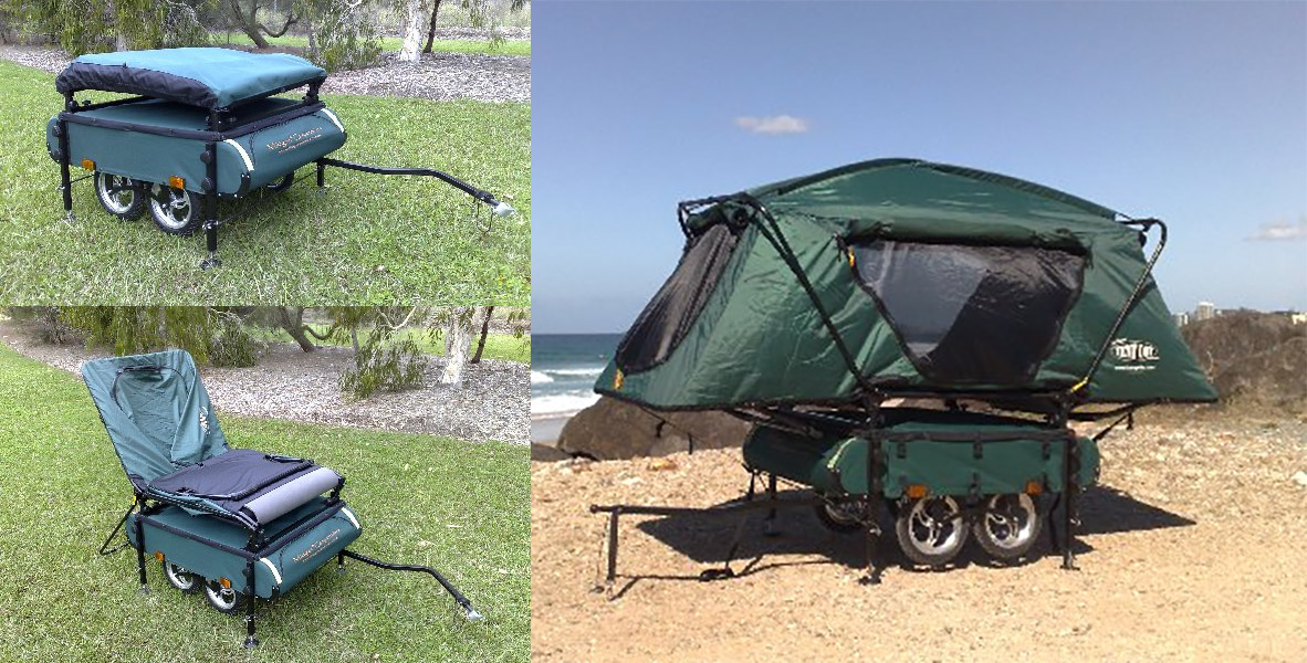 Kamp-Rite Midget Bushtrekka - Bicycle camping trailer pop-up tent - Bicycle cot tent