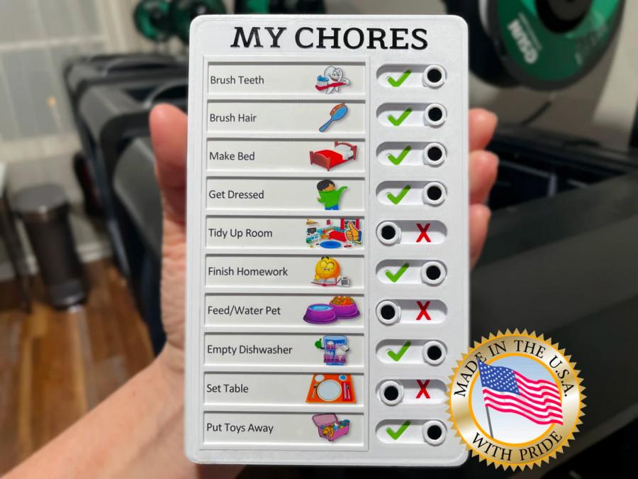 Kids Chore Tracker With Slide Buttons