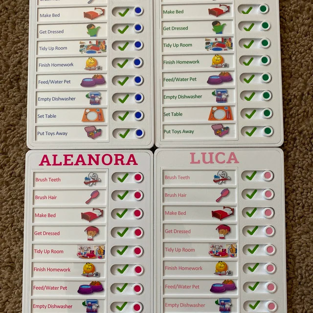 Kids Chore Tracker With Slide Buttons