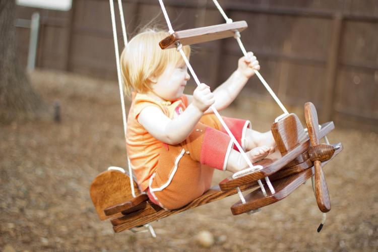 Outdoor Wooden Airplane Swing