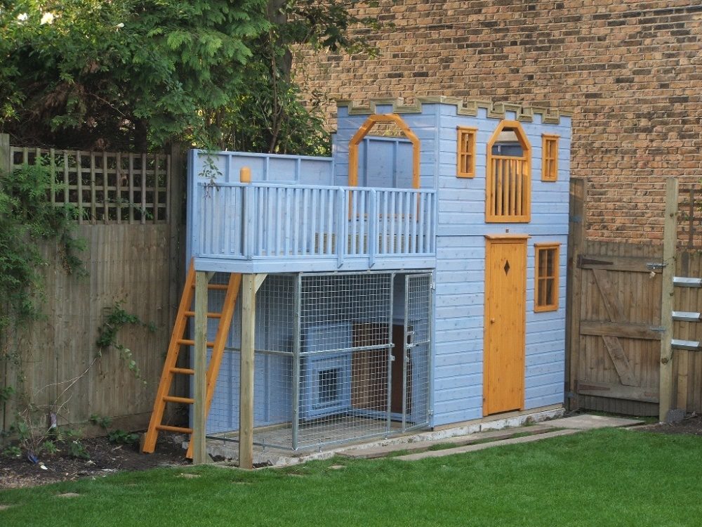 Custom Castle Shaped Kids Playhouse with climbing wall