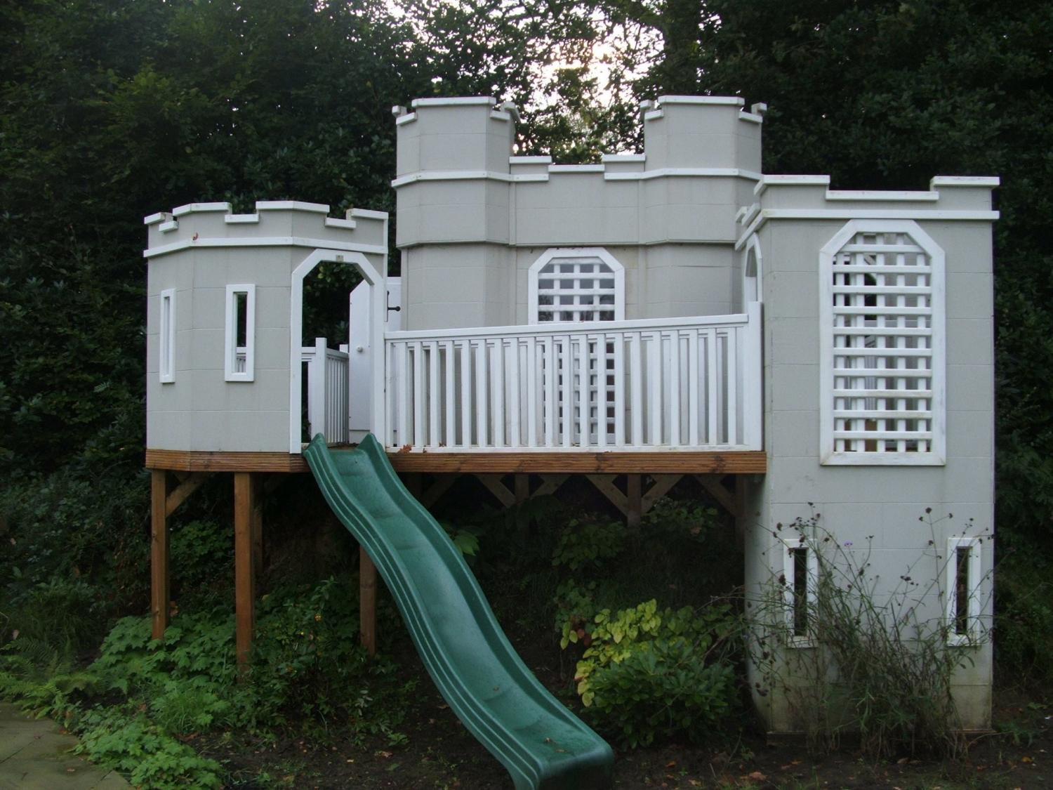 Custom Castle Shaped Kids Playhouse with climbing wall