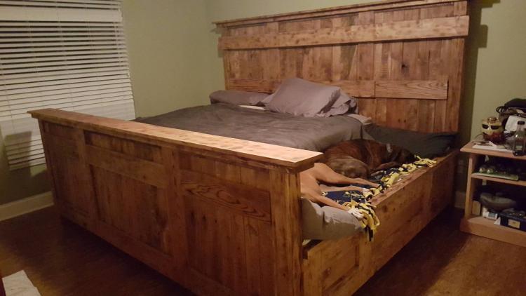 Wooden Bed Frame With Dog Insert
