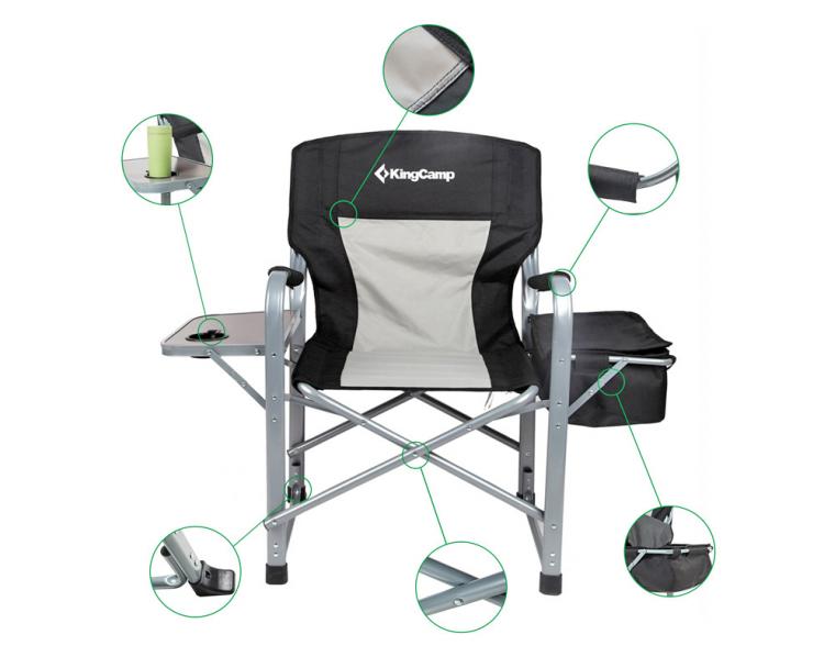 KingCamp lawn chair with attached side-table and cooler