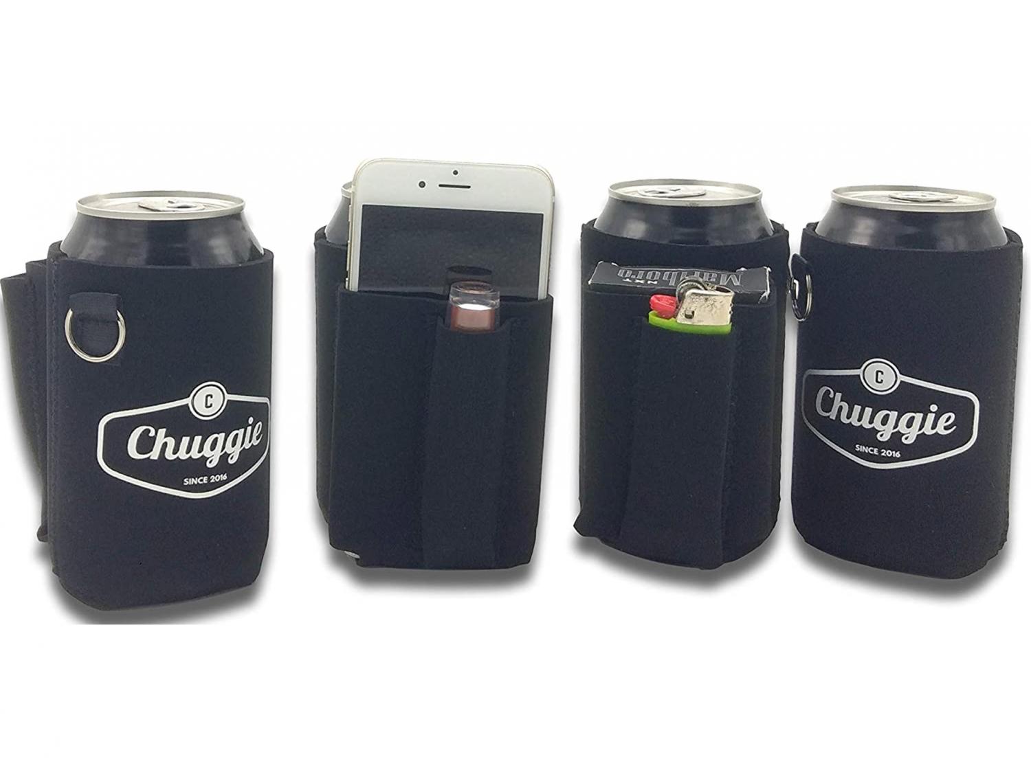 Triple Pocket Beer Koozie Holds pack of cigarettes and lighter (or snack, phone, lipstick)