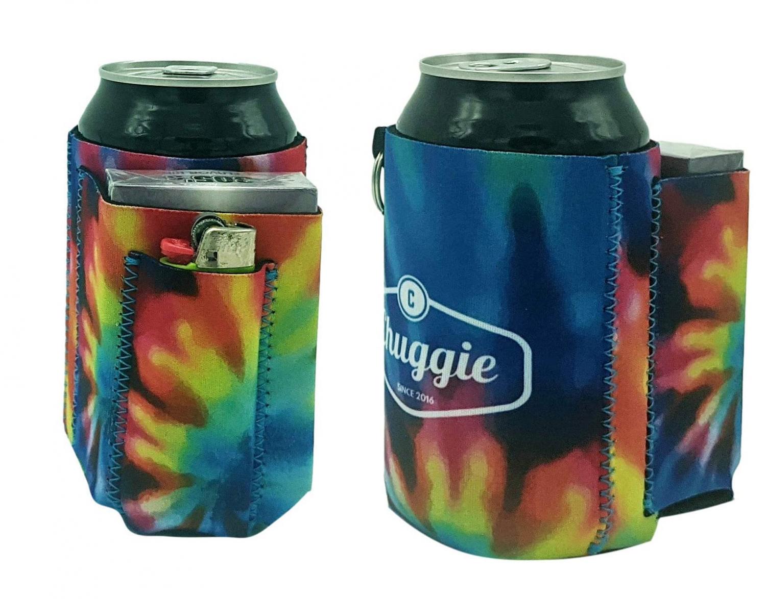 Triple Pocket Beer Koozie Holds pack of cigarettes and lighter (or snack, phone, lipstick)