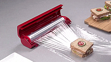 Kuhn Rikon Fast Wrap - Easy plastic wrap container and cutter - tinfoil and plastic wrap holder