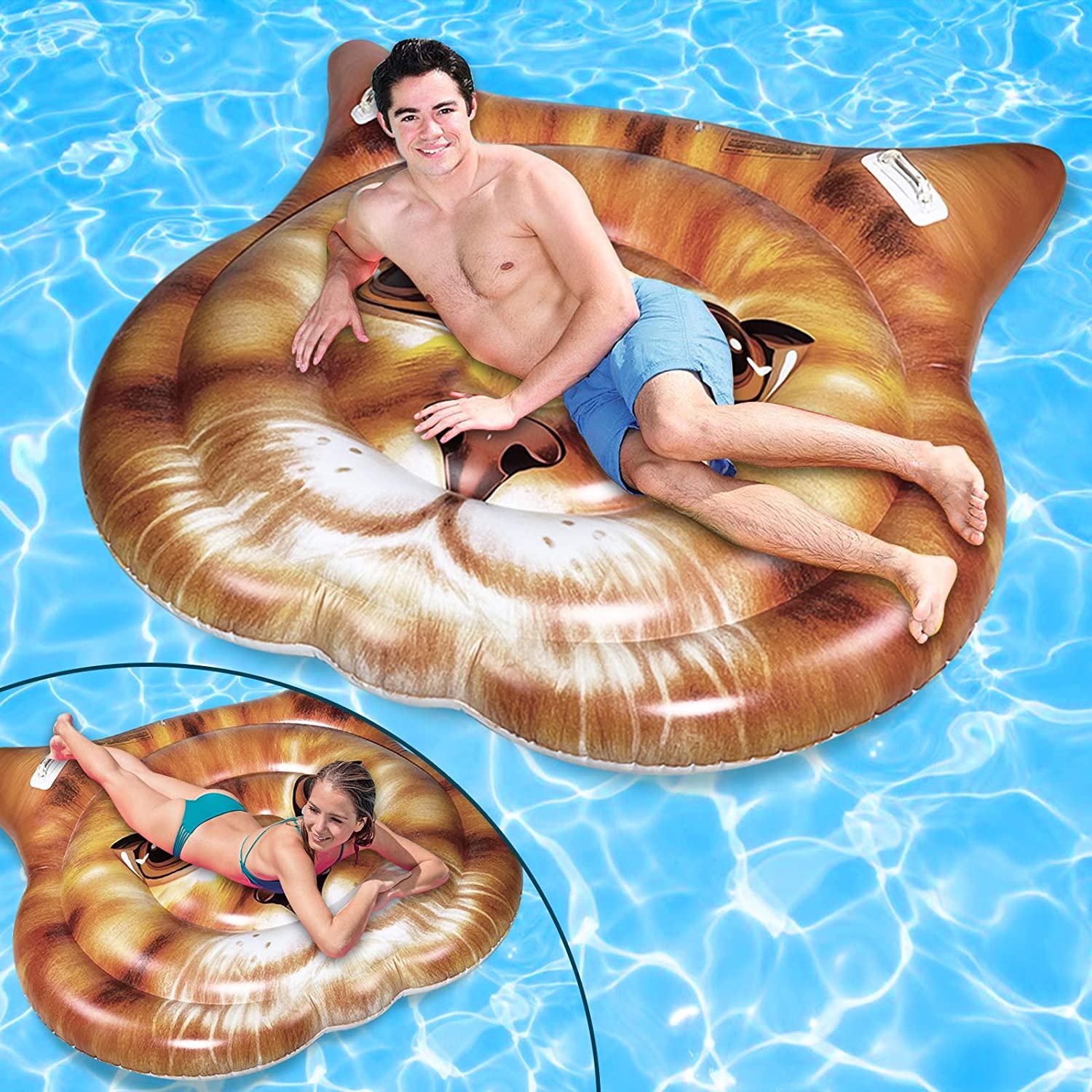Giant cat face inflatable pool float