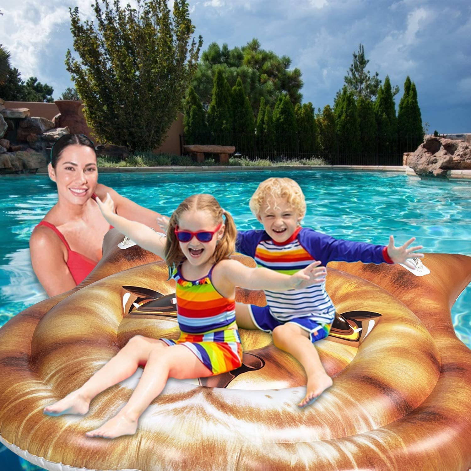 Giant cat face inflatable pool float