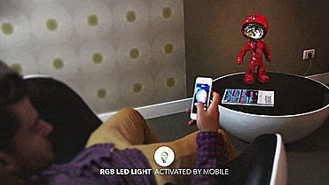 Lampster Vintage Robot Lamp - Controlled From Your Phone - GIF